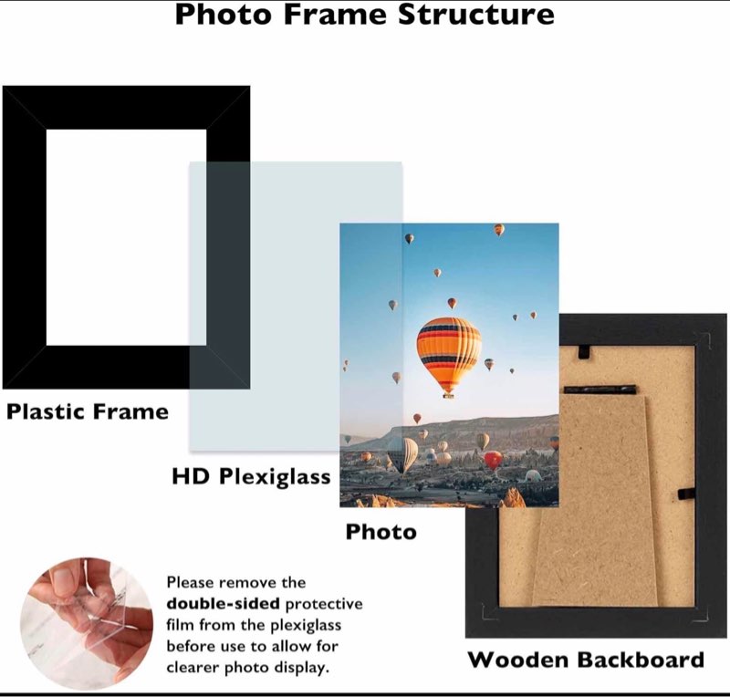 3x4 picture frame set of 4 for tabletop or wall, 3 x 4 wall gallery poster photo frame with shatter resistant plexiglass, 4 pack, black black 3x4 inch