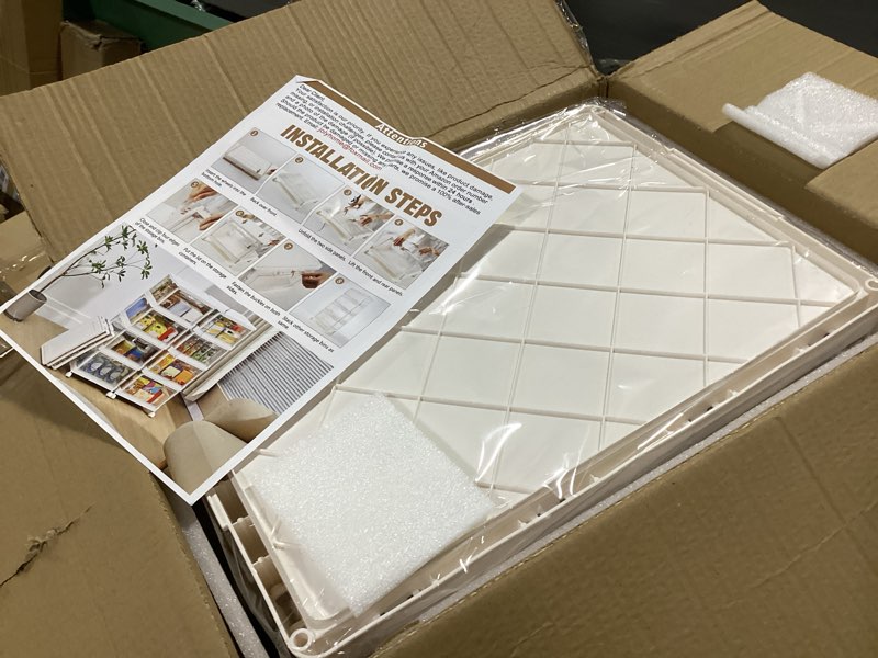 Condition photo showing New/Like New for Kmiectse Clear Storage Bins with Lids - 4 Tier Plastic Bins with Wheels, Stackable Storage Bin, Closet Organizers Box for Bedroom, Living Room, 23 QT Folding Box with Magnetic door White 23QT-4Pack&1Lid