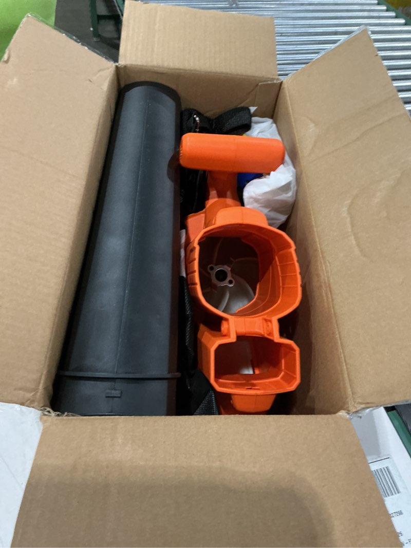 Condition photo showing As Is for pulituo 3 in 1 electric leaf blower vacuum mulcher with bag, 530cfm & 170mph leaf vacuum corded blowers for lawn care, 15:1 powerful leaf mulcher with shoulder strap (orange)