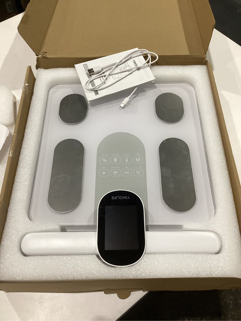 Condition photo showing New/Like New for Smart Scale for Body Weight, 8 Electrode Bathroom Scale for Weight Fat BMI Muscle Mass, 28 Full Body Composition Analyzer, Accurate Weight Scale, Rechargeable, 400 lbs, White