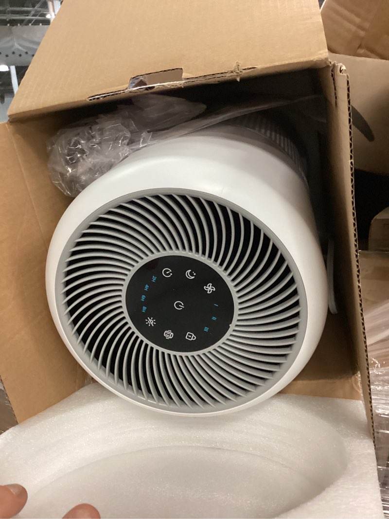 Condition photo showing As Is for levoit air purifier for home allergies pet hair in bedroom, covers up to 1073 ft² by 56w high torque motor, aham verifide, 3-in-1 filter with hepa sleep mode, remove dust smoke odor, core300-p, white
