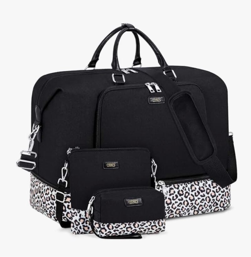 Travel Weekender Bag for Women, 21" Overnight Bag with Shoe Compartment 50L Large Travel Duffel Bag 