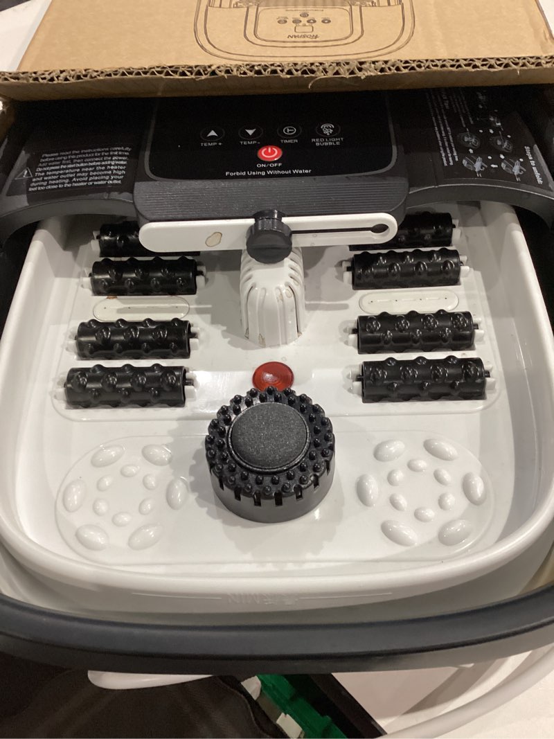 Condition photo showing Good Condition for HOSPAN Collapsible Foot Spa with Heat, Bubble, Red Light, and Temperature Control, Foot Bath Massager with 8 Shiatsu Massage Rollers, Pedicure Foot Spa for Relaxation and Stress Relief, Black