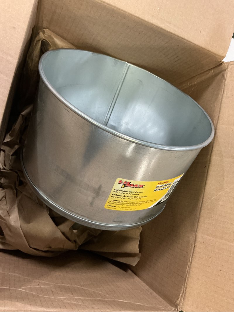 Condition photo showing Good Condition for Lumax LX-1708 Silver 8 Quart Galvanized Funnel with Removable Stainless-Steel Screen, Heavy-Duty Construction for Rugged use