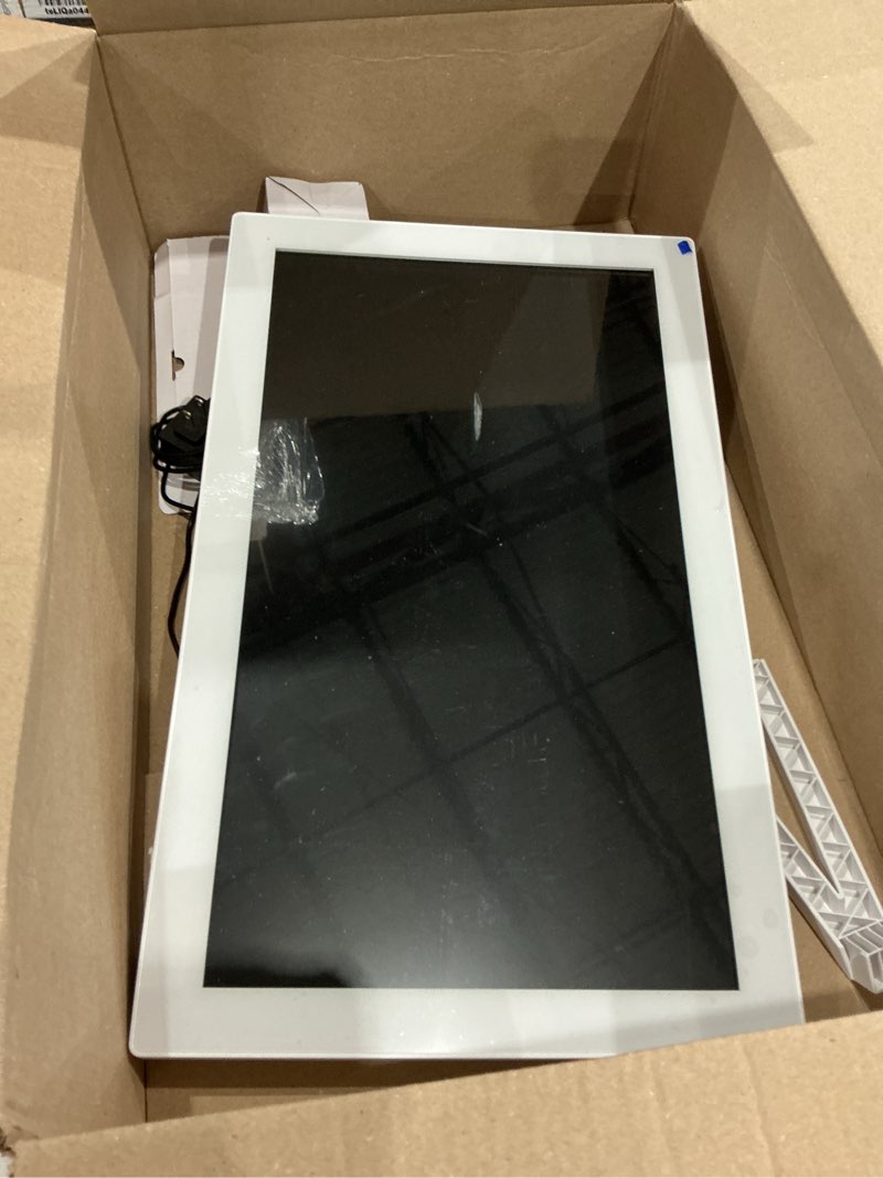 Condition photo showing As Is for 10in smart digital calendar for family no subscription google calendar sync | digital wall calendar, chore chart, meal planner, custom lists, photo frame, sync with icloud outlook, desk or wall mount 10" hd touchscreen
