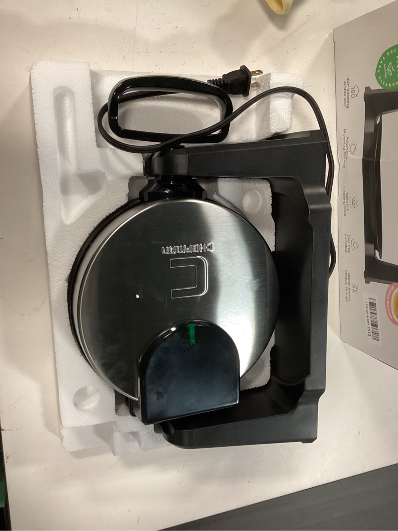 Condition photo showing New/Like New for chefman flip belgian waffle maker w/ non stick plates  adjustable timer - stainless steel