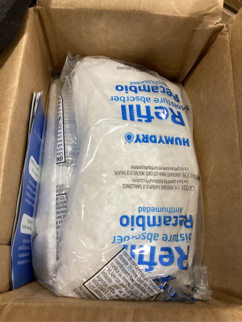 Condition photo showing Good Condition for humydry moisture absorber refills for 35.3oz dehumidifier, unscented 6-pack | up to 400 sq ft, up to 270 days humidity control, fights summer humidity, non electric for closets, large sized room refills refills - 3