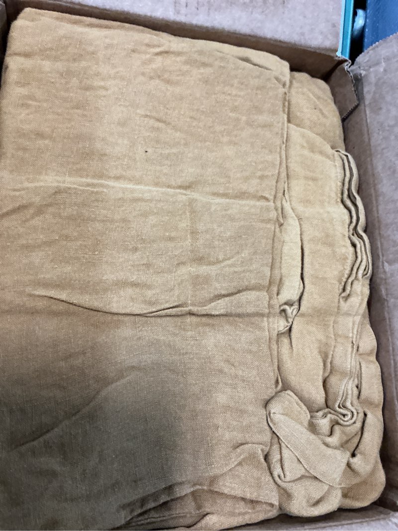 Condition photo showing Good Condition for european linen sheet set, twin xl, tobacco