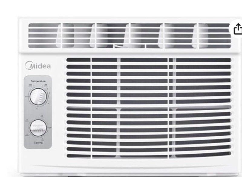 midea 5,000 btu easycool small window air conditioner - cool up to 150 sq. ft. with easy-to-use mechanical controls and reusable filter, perfect for small bedroom, living room, home office