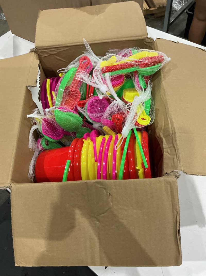 Condition photo showing Good Condition for 108 pcs mini beach sand toy - 12 sets end of year student gifts bulk include sand bucket mesh bag shovel rake sifter scoop and summer theme cards for beach party gifts classroom rewards