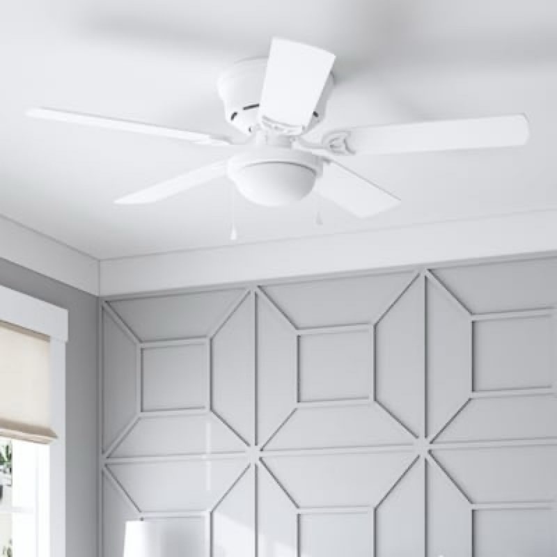 harbor breeze armitage 52-in white with white/washed oak blades flush mount ceiling