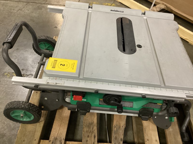 Condition photo showing As Is for 10 inch table saw with fold and roll stand | metabo hpt c10rjs