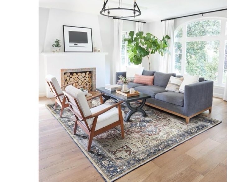 RUGGABLE Washable Vintage Area Rug – Kamran Royal Blue 9x12, Stain-Resistant, Non-Slip – Large Machine Washable Rugs for Living Room, Bedroom, Hallway, Entryway & Office–with Cushioned Pad(similr)