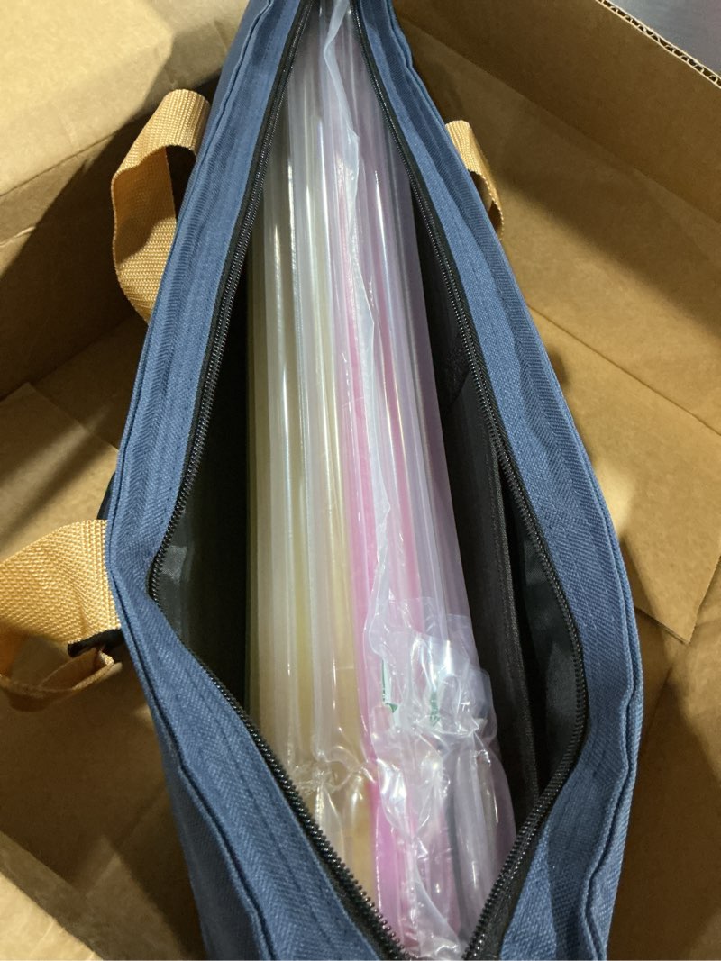 Condition photo showing Good Condition for american mahjong game set, 166 premium white tiles, 4 all-in-one color rack/pushers, complete mahjong set blue carrying bag