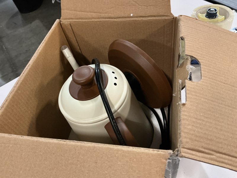 Condition photo showing Good Condition for gooseneck electric kettle, 1l water boiler, pour over coffee & tea, 1000w fast heating, stainless steel, auto shut-off & boil-dry protection, bpa-free (white)