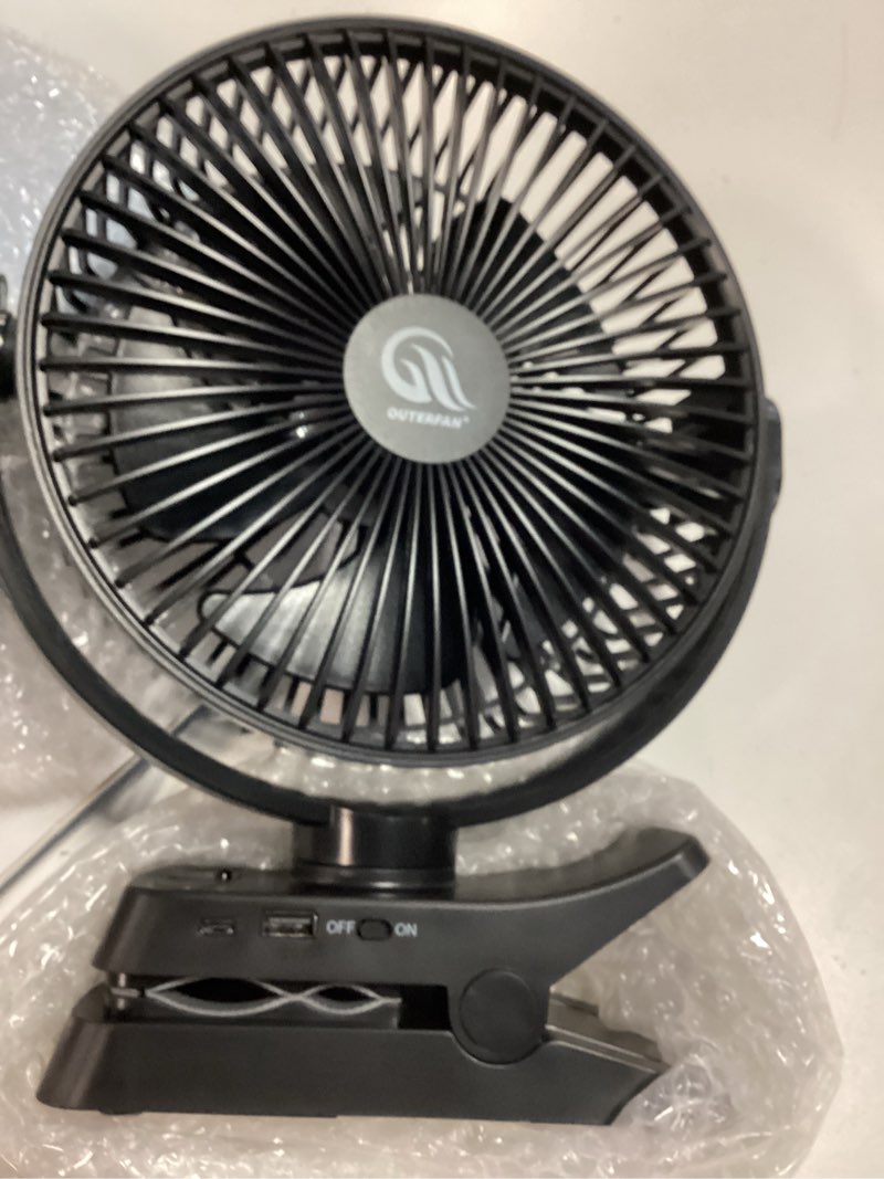 Condition photo showing Good Condition for Clip On Fan 8 Inch, 12000mah Rechargeable Battery Powered Portable Fans With Remote Control, Lights, 5 Speeds, Timer, Strong Clamp USB Clip Fan for Bed, Stroller, Desk, Golf Cart, Tent, Treadmill