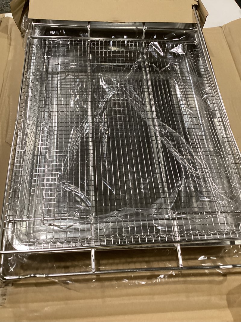 Condition photo showing New/Like New for Air Fryer Tray Replacement for Frigidaire 30’’ Oven Parts 25 x 16.25 Inch FRIGPEREAFT Air Fryer Rack Stainless Steel Oven Rack Frigidaire Readycook Range Oven Microwave Rack Air Fryer Basket and Tray