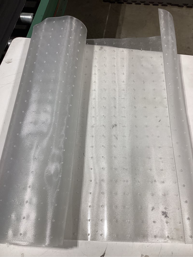 Condition photo showing As Is for sallous clear chair mat, 47"x36" office chair mat for hard floors, vinyl desk chair mat protector for hard surface (clear)