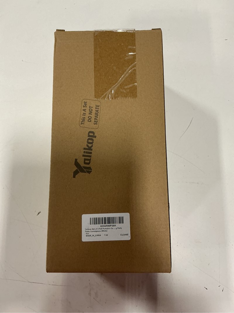 Condition photo showing New/Like New for 4 Pcs Pumpkin Table Centerpiece for Thanksgiving Decoration Mini Wood Tray with Artificial Fall Maple LED Light Skull Decor for Autumn Harvest Thanksgiving Party Supplies(White)