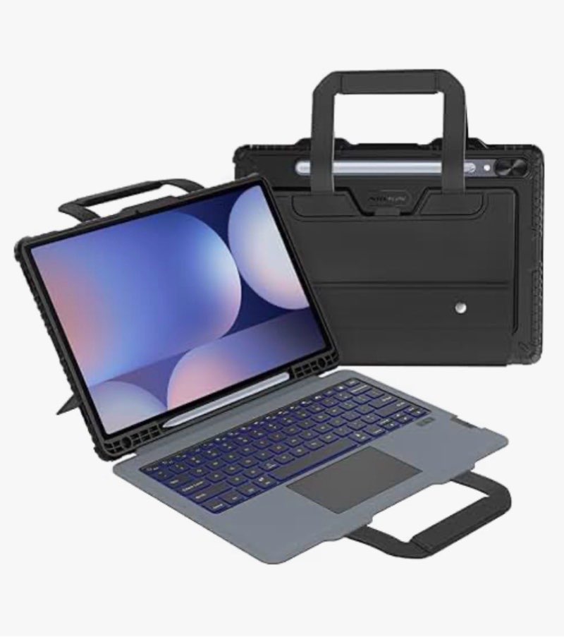 nillkin carry go keyboard case for samsung galaxy tab s10 plus/s9 plus 12.4" tablet with handle, rug