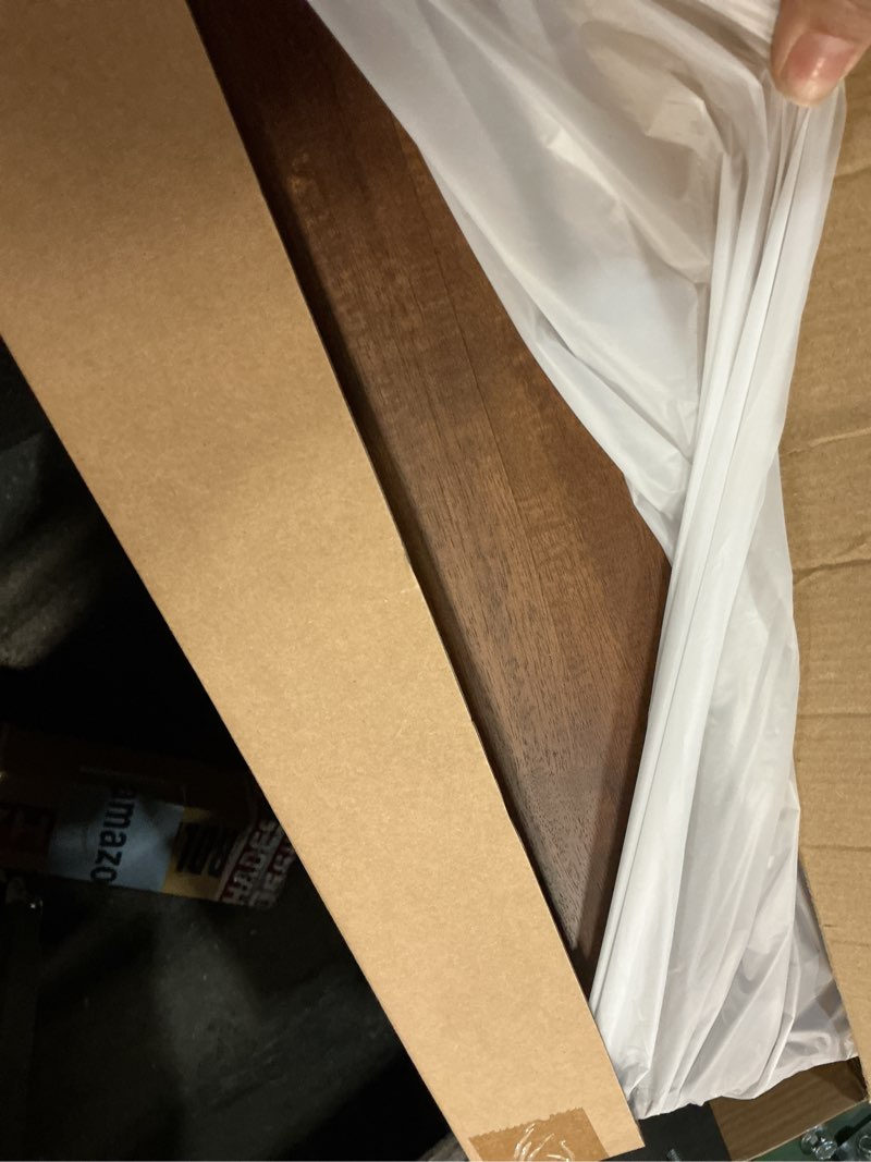 Condition photo showing As Is for Large Ottoman Tray: 20" Square Acacia Wood Serving Tray with Metal Handles - Extra Large Decorative Tray for Coffee Table, Breakfast in Bed, Charcuterie, Living Room & Party Black Handle 04 20" x 20" x 2.5"