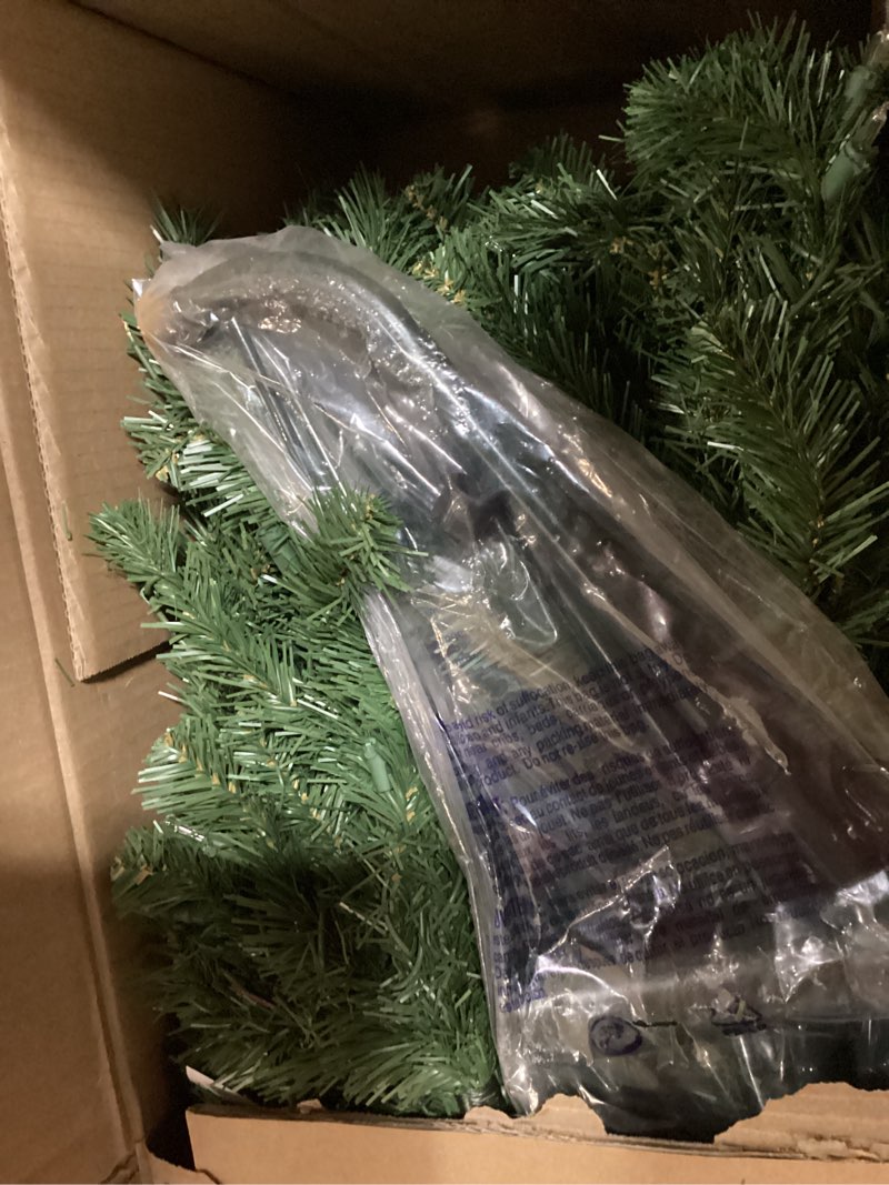 Condition photo showing Good Condition for national tree company 7 ft pre-lit north valley spruce artificial christmas tree, 500 clear lights, 1,096 tips, includes stand, green 7ft