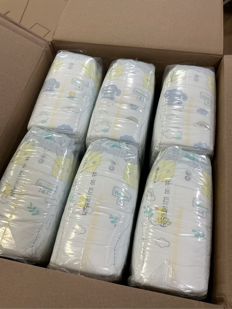 Condition photo showing New/Like New for pampers swaddlers diapers, size 4 (15-34 lbs), 150 count, absorbent, keeps baby dry and comfortable, skin safe disposable baby diaper (packaging may vary) size 4 150