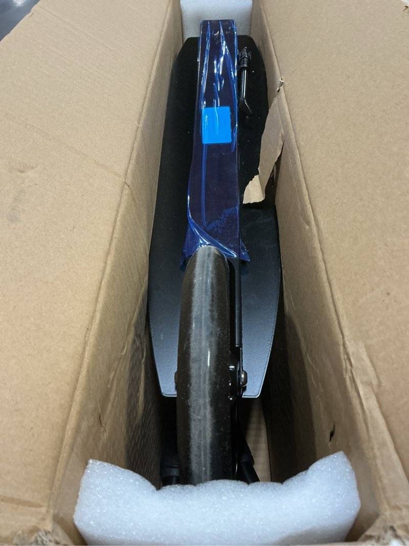 Condition photo showing As Is for nattork kick scooter for age 6+ kids teens adults, max load 240 lbs, adjustable height foldable with 8" large wheels, anti-shock suspension navy