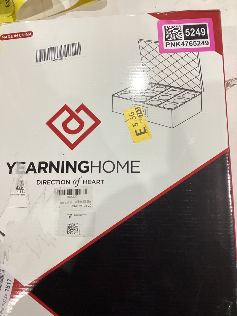 Condition photo showing Good Condition for YearningHome Cup and Mug Storage Box with Hard Shell and Dividers for Coffee Mugs,Tea Cups and Glasses,Stackable Storage Organizers with Lid,Handles,Zips and Lable for Moving,Holds 12,2 Pack, Grey 2 Pack Mug and Cup Storage
