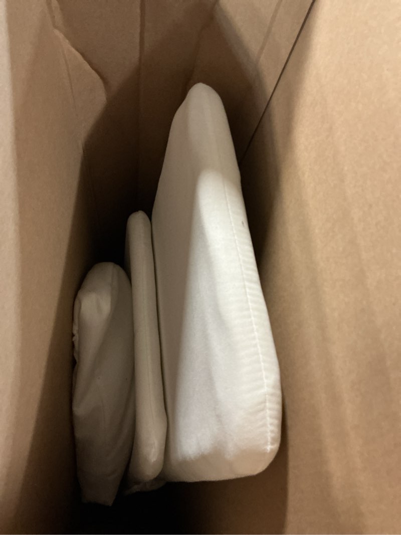 Condition photo showing As Is for Mindful Modern Folding Pro Meditation Chair - Adjustable Meditation Seat with Back Support and Half Moon Buckwheat Meditation Cushion - Comfortable Mindfulness Living Room Floor Chair Classic White