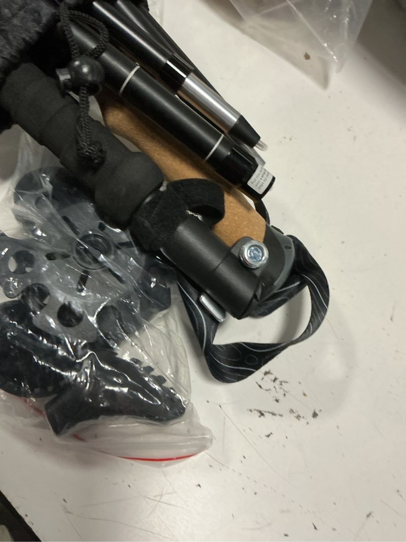 Condition photo showing Good Condition for premium foldable hiking poles by usa brand - adjustable, lightweight trekking poles made of aircraft aluminum, metal locks cork eva grips cork - black 100-120 cm for height: 5'9" and smaller