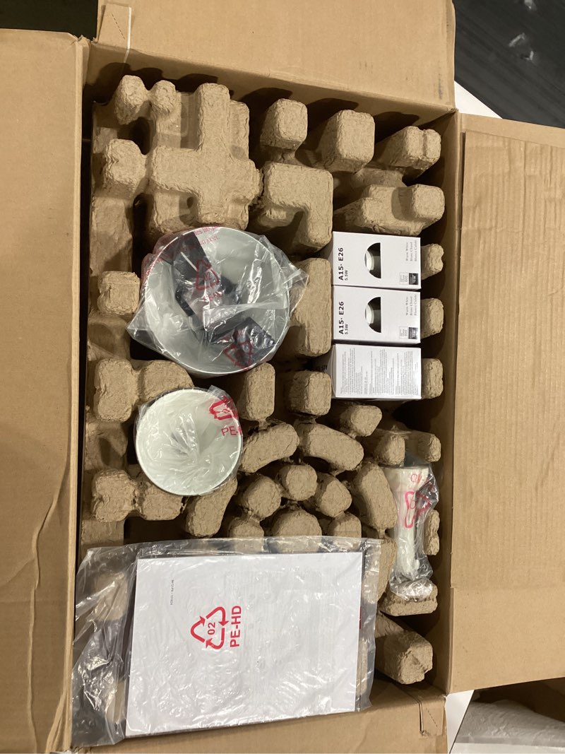 Condition photo showing As Is for Harbor Breeze Notus 52-in White with White/driftwood Blades Ceiling Fan With Light