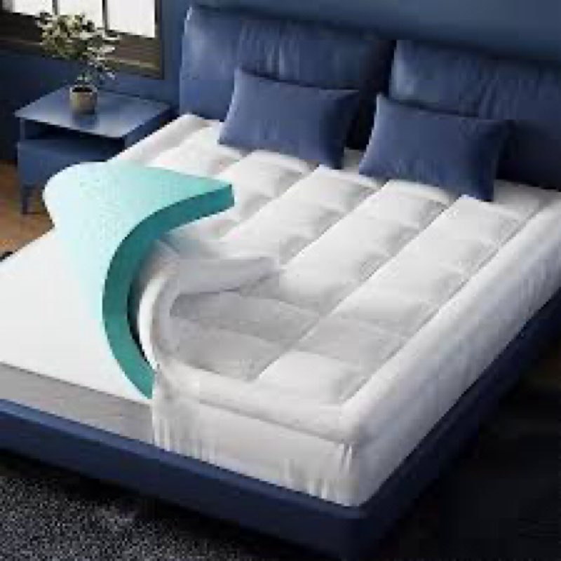 Belffin California King Size Dual Layer 4 Inch Thick Memory Foam Mattress Topper, 3 Inch Gel Memory 