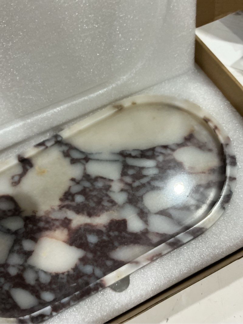 Condition photo showing Good Condition for natural marble stone 11.8 inches oval catchall tray classics sundries storage jewelry plates (calacatta purple)