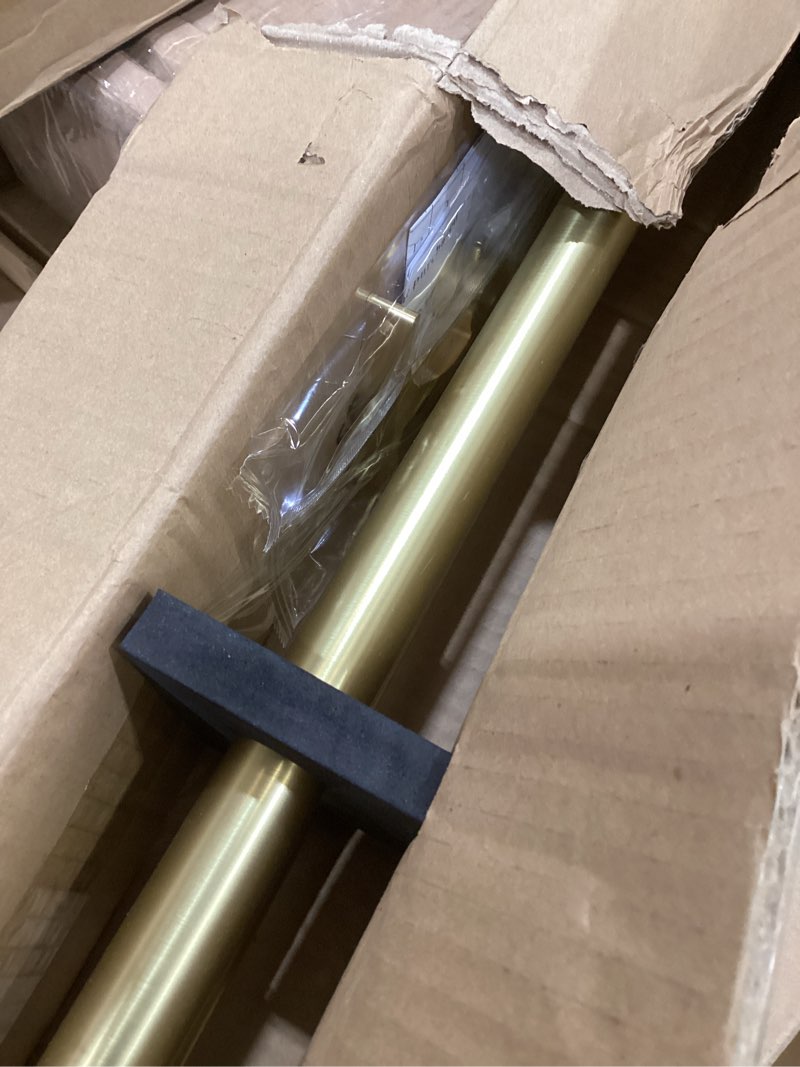 Condition photo showing New/Like New for 1-1/8 inch double curtain rod - premium nonadjustable 54in/4.5ft drapery rods - heavy duty dual curtain rods for windows - aluminum finials & adjustable concealed mounting bracket - brushed gold brushed gold 54in/4.5ft