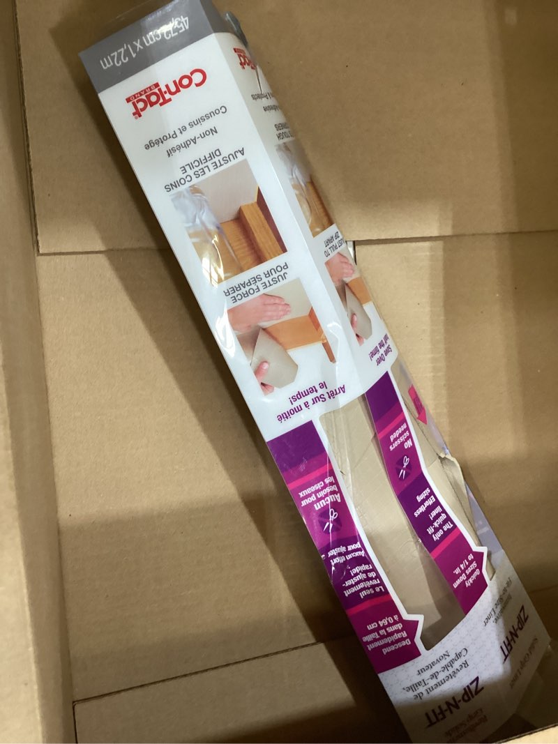 Condition photo showing As Is for kittrich corp con-tact zip-n-fit nonadhesive shelf liner