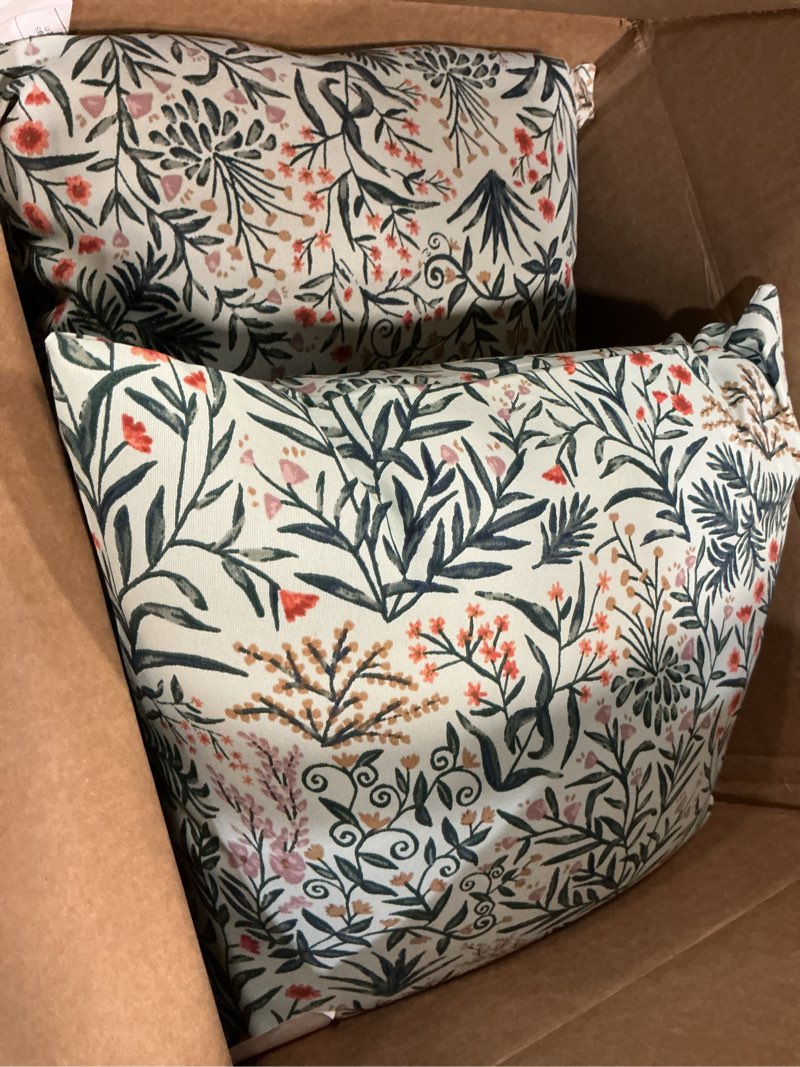 Condition photo showing Good Condition for arden outdoor toss pillow, 2 pack, 16 x 16, rain-proof, fade resistant aqua leala 16 x 16 aqua leala 2