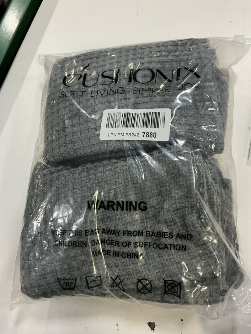 Condition photo showing Good Condition for pack of 4 throw pillow covers 18x18 inch dark gray boho cushion covers decorative farmhouse pillow covers for couch bed sofa living room home decor soft square pillowcase dark gray 18" x 18" (pack of 4)