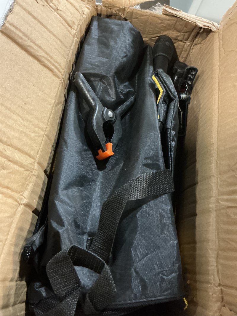 Condition photo showing Good Condition for backdrop stand 10x7.5ft (wxh), photo back drop stand for party, heavy duty background stand kit with 6 clamps and 2 sandbags