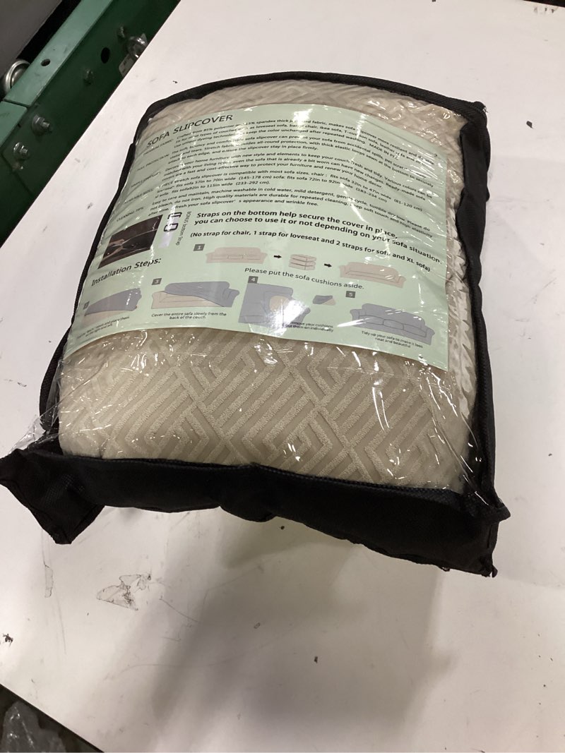 Condition photo showing Good Condition for xineage new 3 pieces couch covers for 2 cushion sofa super stretch loveseat slipcover pet dog universal slip cover anti slip love seat furniture protector (light beige, 55"-69") 55"-69"(2 cushions) light beige