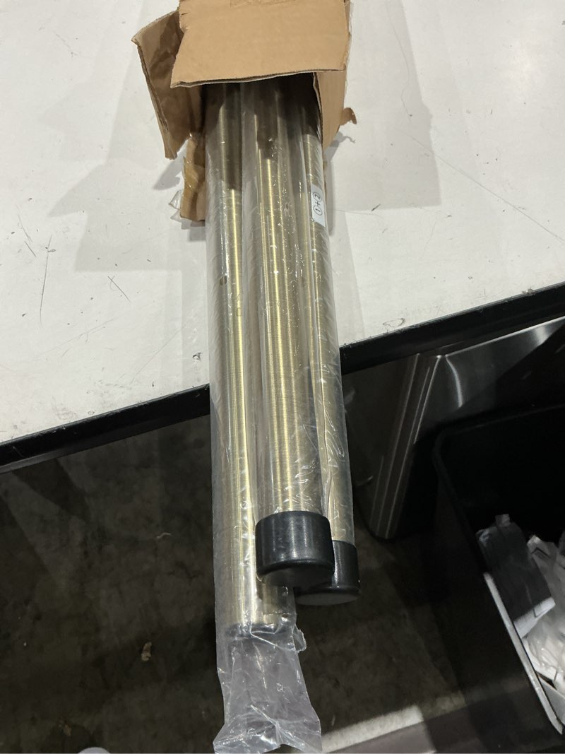 Condition photo showing Good Condition for 1-1/8 inch corner curtain rod for windows - telescoping bay window curtain rods - solid aluminum finials - adjustable concealed mounting bracket - 36-72"center rod - 20-36"side rods - antique bronze antique bronze 20-36"&36-72"&20-36"