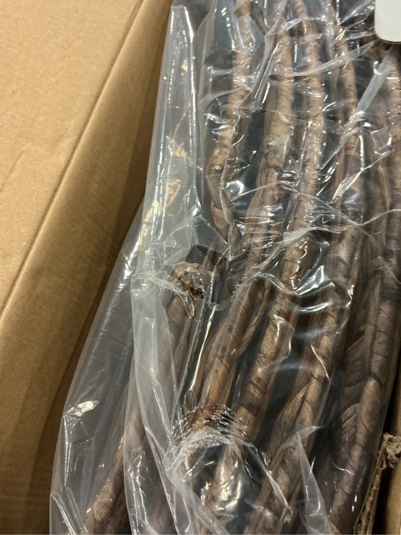 Condition photo showing Good Condition for 36in Large Christmas Tree Collar - Woven Hyacinth Tree Collars for Artificial Trees - Rattan Rustic Farmhouse Basket for Tree Base Cover with Cord Cut-Out for 7.5ft 9ft 10ft Tree (Brown) 36" Brown