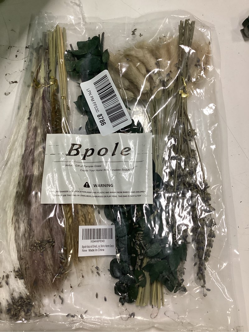 Condition photo showing Good Condition for Bpole Dried Pampas Grass Bouquet - 92 PCS Pampas Grass Decor with Bunny Tails,Eucalyptus & Lavender Dried Boho Flowers for Vase Wedding Home Table Decor,Rustic Farmhouse Party