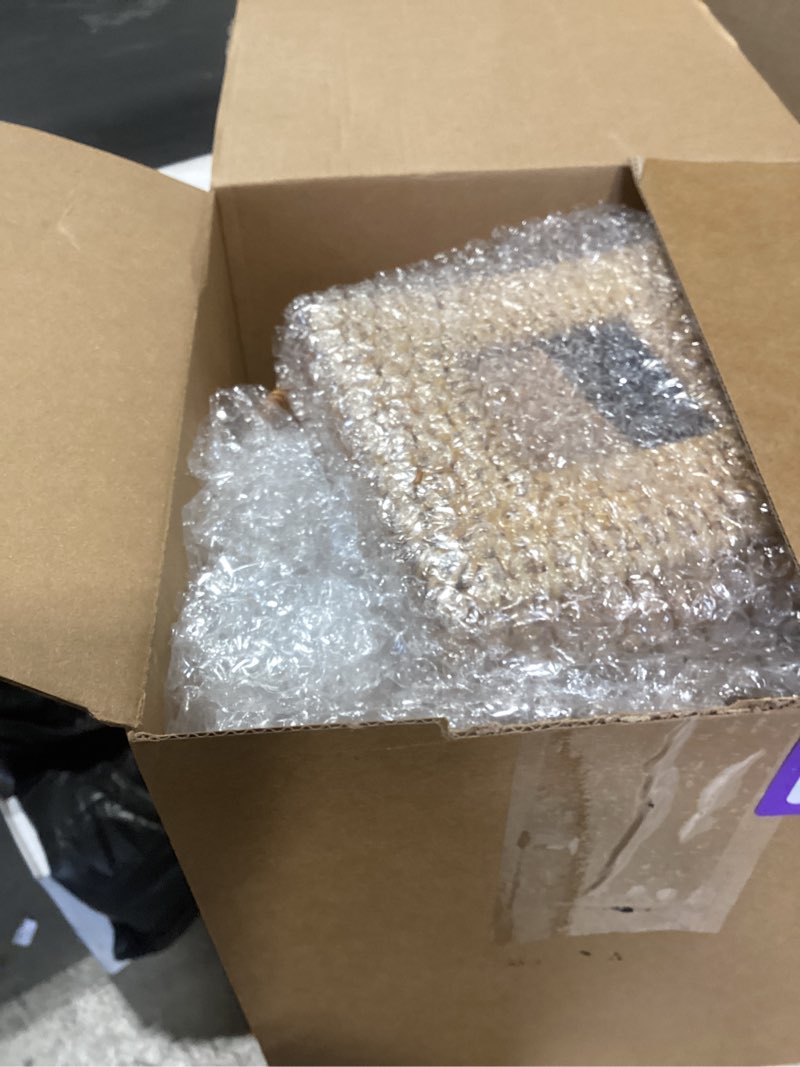 Condition photo showing New/Like New for 3 pcs rattan bathroom accessories set wicker handwoven trash can basket waste paper basket square tissue box holder toilet vanity tray for kitchen office organizer decorative(natural)