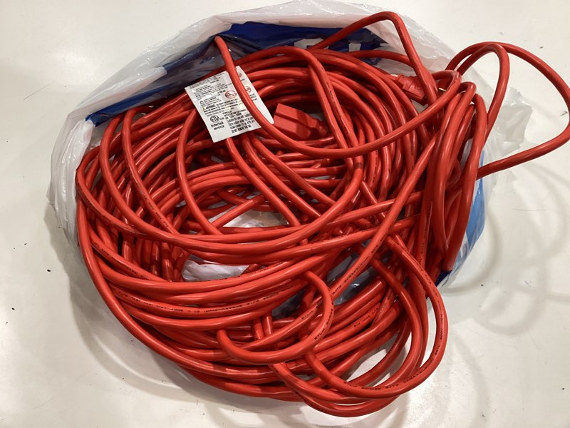 Condition photo showing As Is for project source 100-ft 16 / 3 light duty 3 prong orange outdoor extension power cord