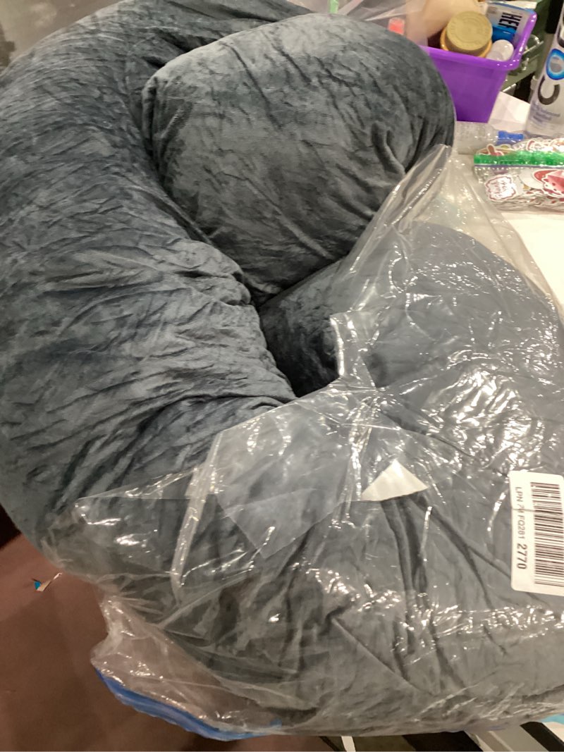Condition photo showing Good Condition for Pregnancy Pillow, Full Body 57 Inch Maternity Pillow with Removable Washable Cover - Sleep Support for Legs, Back, Neck, Shoulder, HIPS, Belly for Pregnent Women, Black Grey Velvet Cover Black-grey Velvet