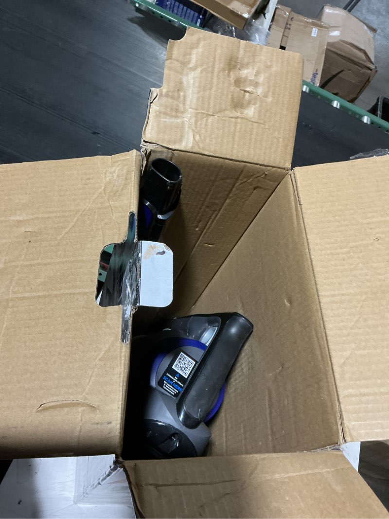 Condition photo showing As Is for shark - pet cordless stick vacuum with xl dust cup, led headlights - blue iris