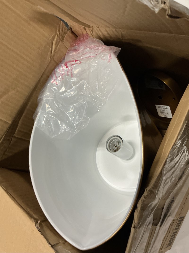 Condition photo showing As Is for westinghouse 6111500 derose transitional one-light indoor pendant light brushed brass finish