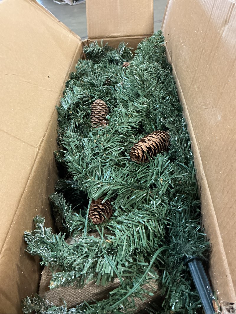 Condition photo showing As Is for 4FT Mini Christmas Tree,Tabletop Christmas Tree with Cloth Bag Base and Colorful LED Light Prelit Christmas Artificial with Pine Cones for Outdoor Indoor Porch Table Xmas