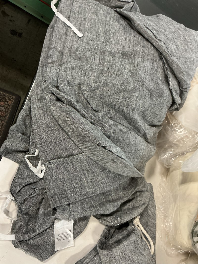 Condition photo showing As Is for european linen duvet cover  king/cal king charcoal chambray, 1 piece